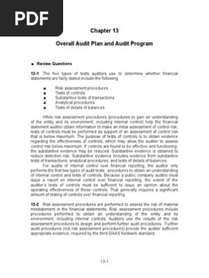 which of the following tests commonly occur together audit chapter 13 quizlet
